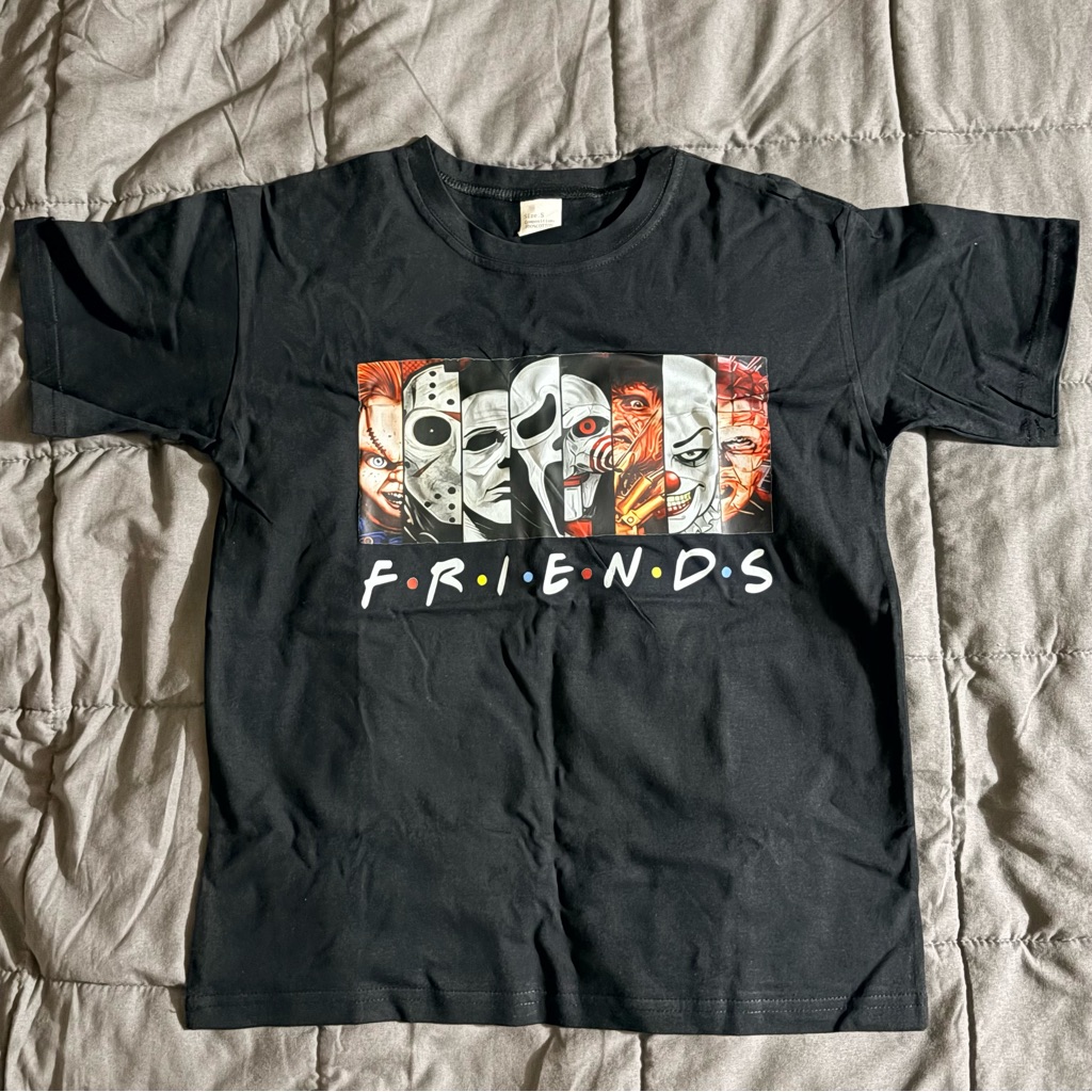 Kids Short Sleeve T-Shirt Friends Horror Movie Halloween Tee Black Soft Cotton